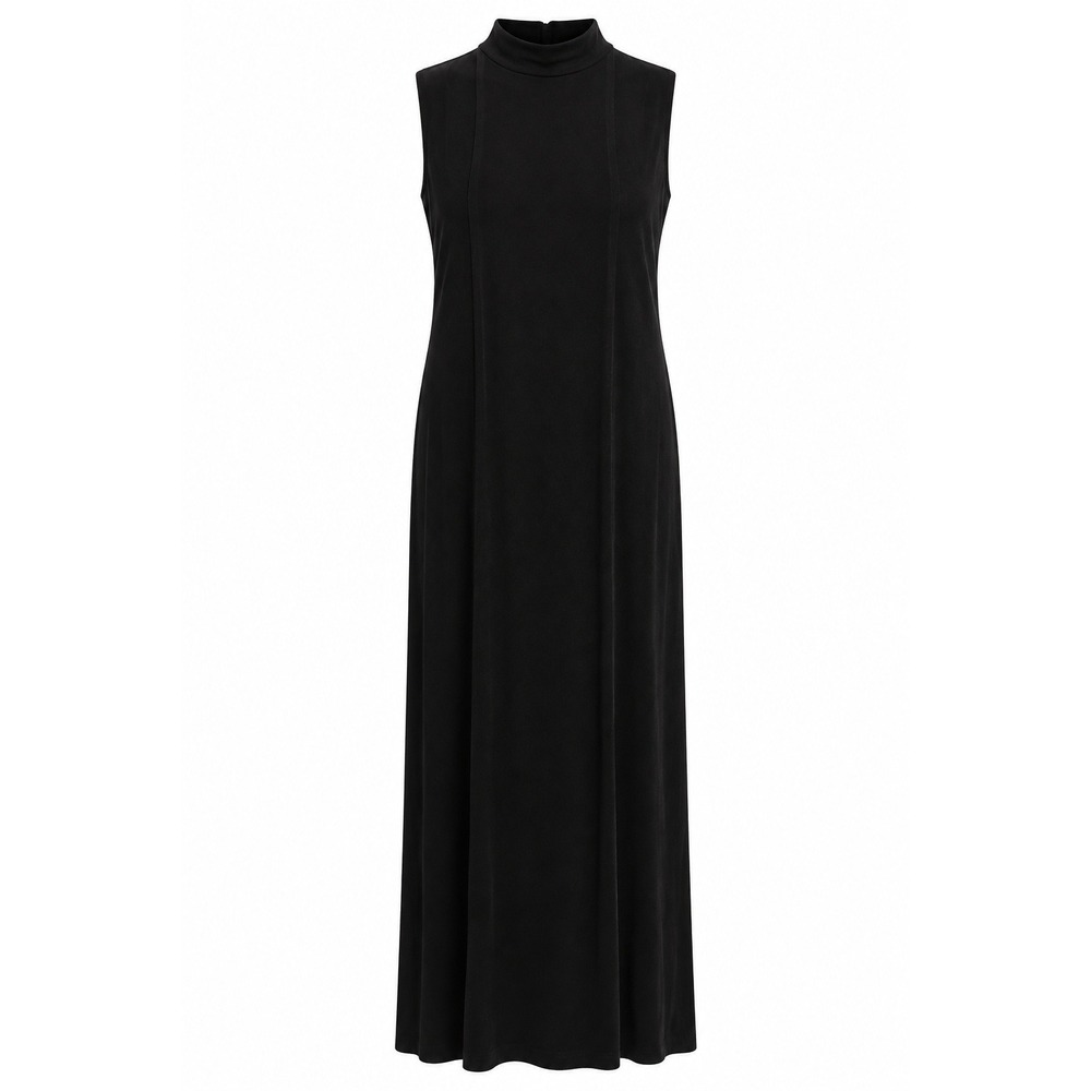 Chico's Travelers Black Sleeveless Maxi Dress Size 3 XL Mock Neck Stretchy Knit